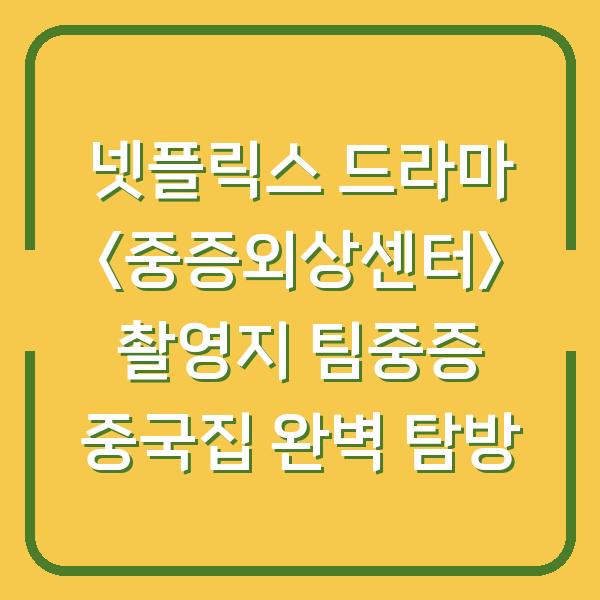 넷플릭스 드라마 <중증외상센터> 촬영지 팀중증 중국집 완벽 탐방
