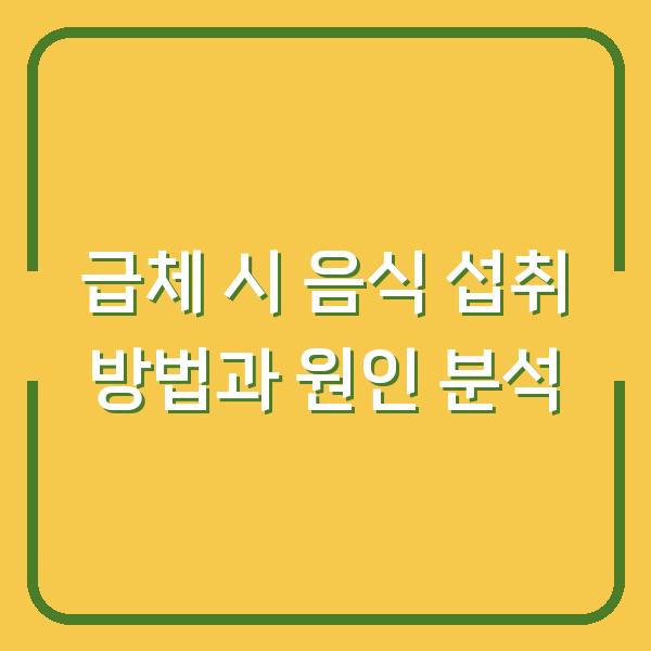 급체 시 음식 섭취 방법과 원인 분석
