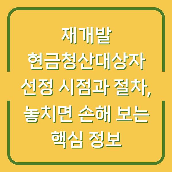 재개발 현금청산대상자 선정 시점과 절차, 놓치면 손해 보는 핵심 정보