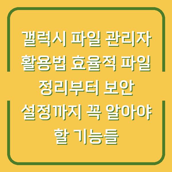 갤럭시 파일 관리자 활용법 효율적 파일 정리부터 보안 설정까지 꼭 알아야 할 기능들