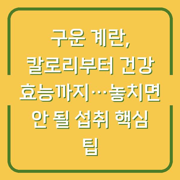구운 계란, 칼로리부터 건강 효능까지…놓치면 안 될 섭취 핵심 팁