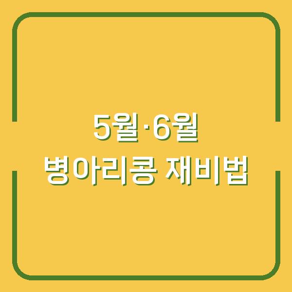5월·6월 병아리콩 심기부터 수확까지, 재배 일정과 실전 노하우