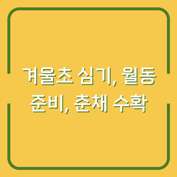 겨울초 심는 시기, 월동 준비와 춘채 수확까지 놓치면 손해