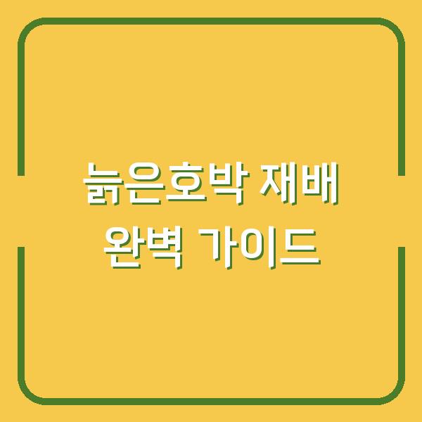 늙은호박 심는 시기와 재배 방법, 수확 후 보관까지 한 번에 해결하는 팁