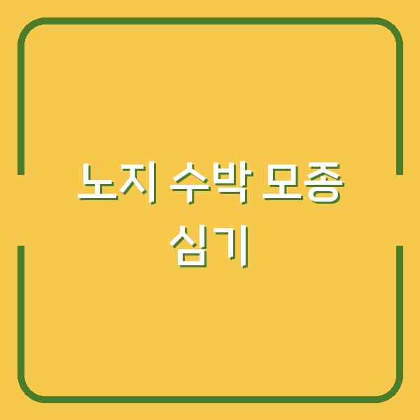 노지 수박 심는 시기 놓쳤다면? 모종 심는 방법과 재배 실수 3가지