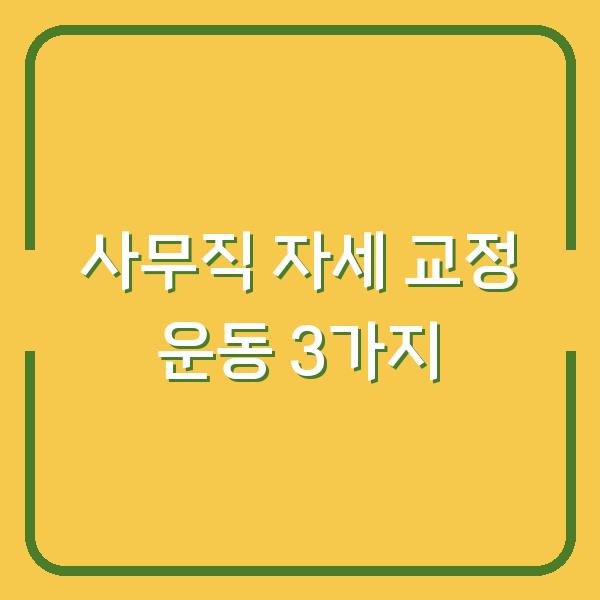 사무직 자세 교정 운동 3가지로 허리 통증 없이 집중력 높이는 법