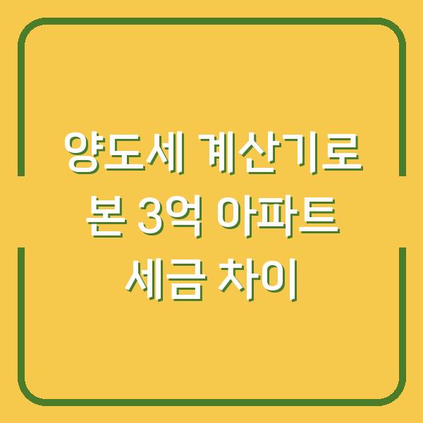 양도소득세 계산기로 3억 아파트 팔 때 세금 차이가 500만 원?