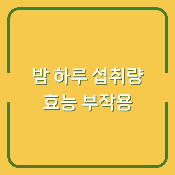 밤 하루 몇 알이 적당? 생밤·삶은밤·말린밤 효능과 부작용 비교