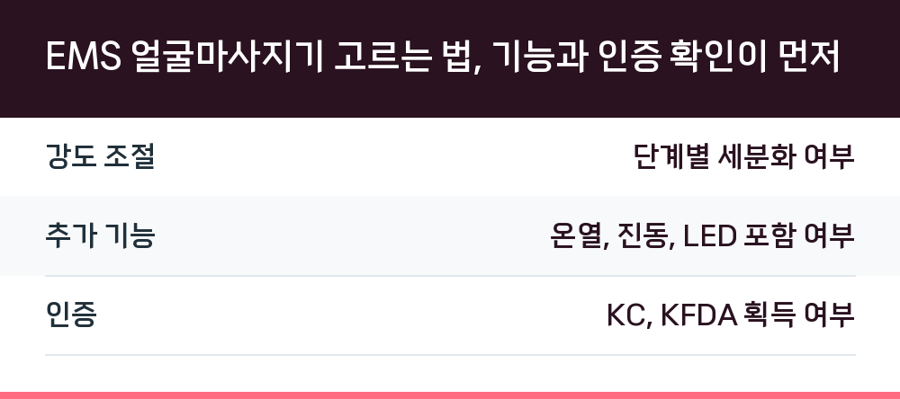 EMS 얼굴마사지기 고르는 법, 기능과 인증 확인이 먼저